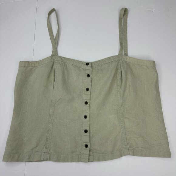 Everlane Women's Laurel The Linen Button Picnic Square Neck Tank Top‎ 10/C37 - Picture 5 of 12